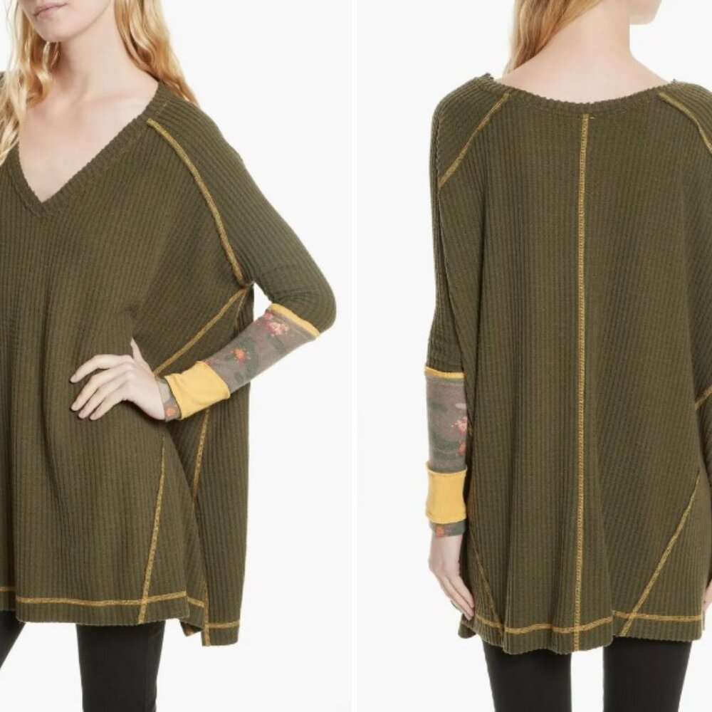 Free People Lovin' Leopard Thermal Shirt In Moss 2017 XS Military Floral